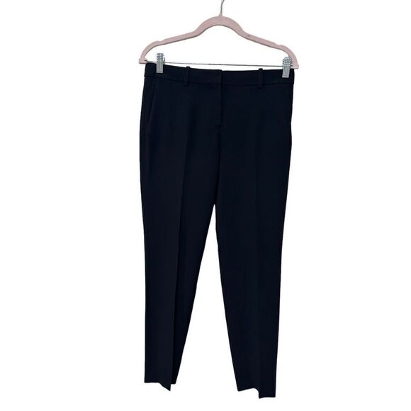 Theory Flat Front Pockets Stretch Straight Leg Casual Dress Pants Black Size 4 - Picture 1 of 7